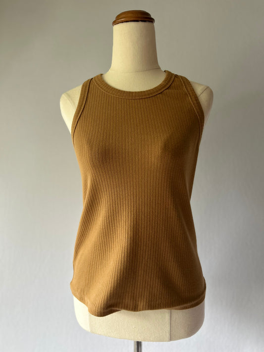 CLEO HARPER Ribbed Racerback Tank Top - Mocha Brown