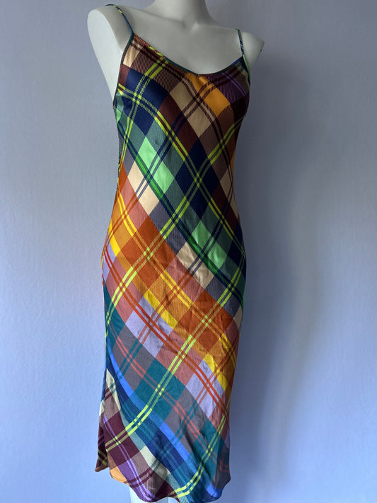 Gorman Multi-Color Plaid Viscose Slip Dress - Size