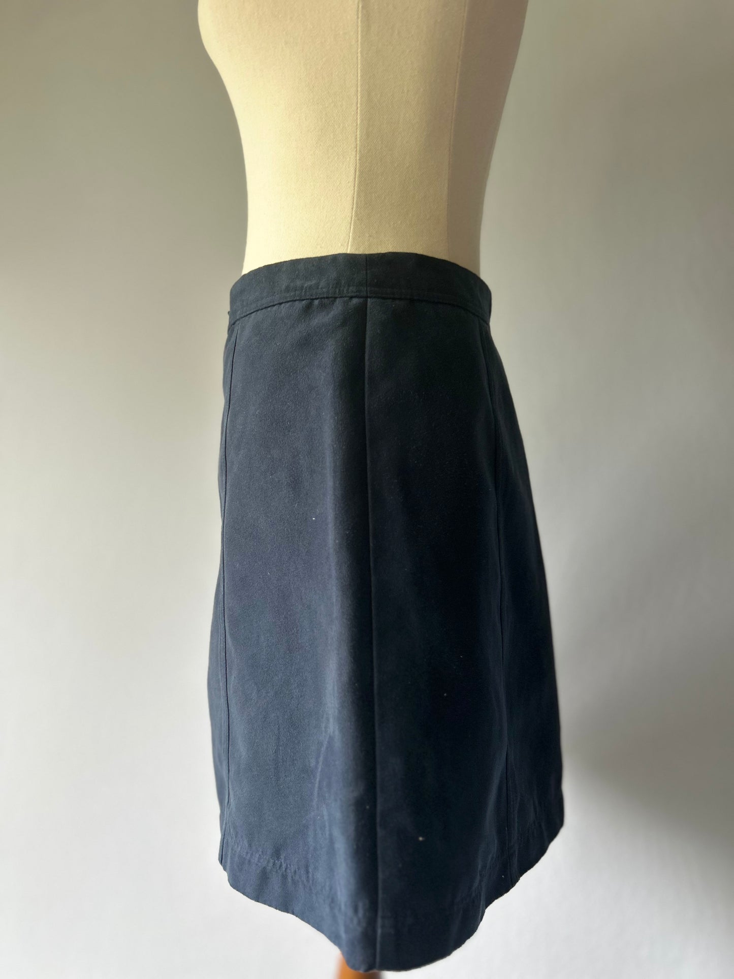 HOLLISTER Button-Front Mini Skirt - Navy Faux Suede
