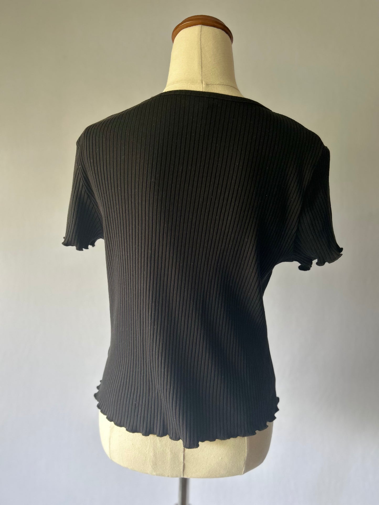 Black Cropped Top – Size L, Cotton Blend