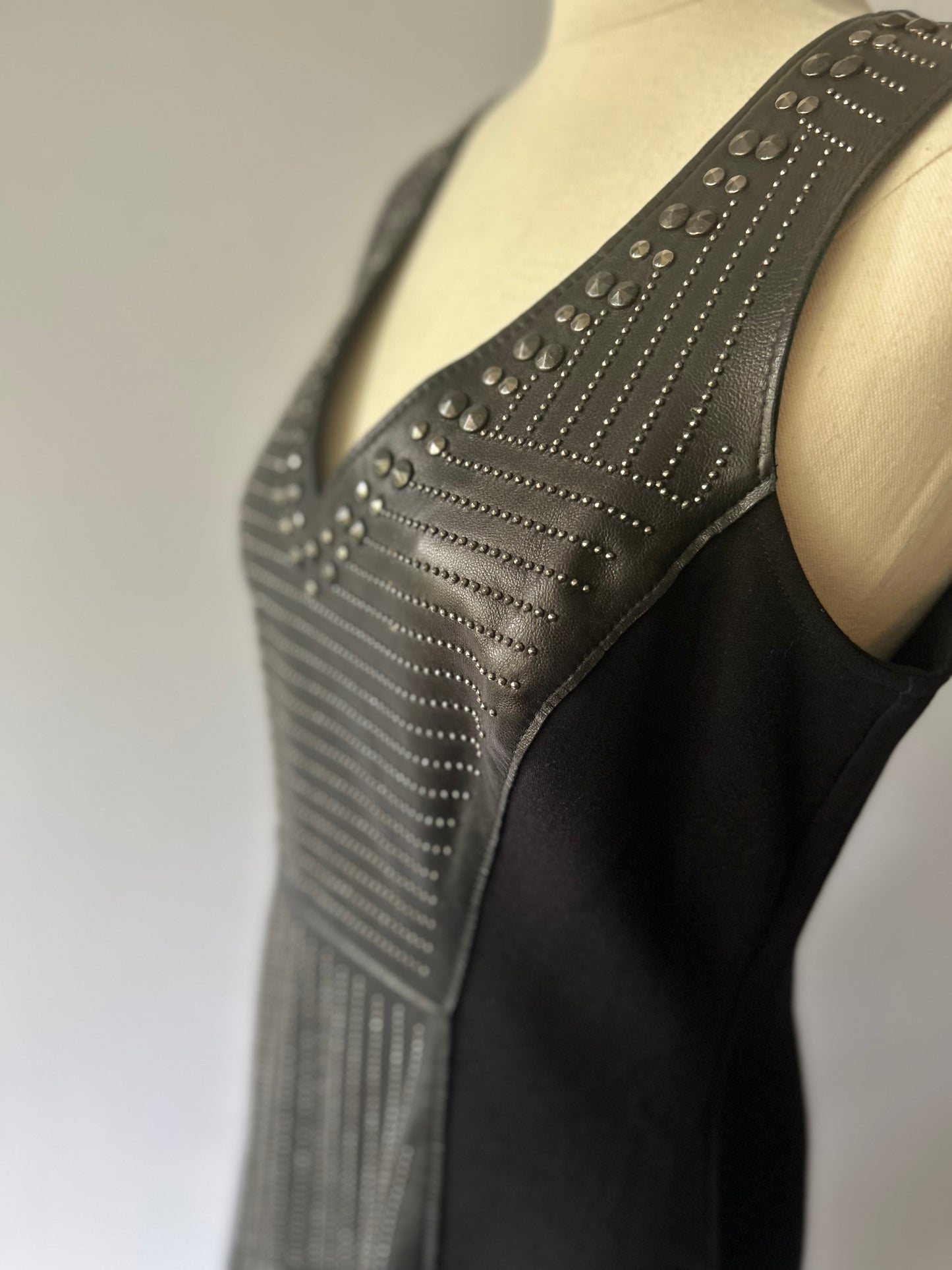 Graham & Spencer Faux-Leather & Studded Panel Dress – Size S