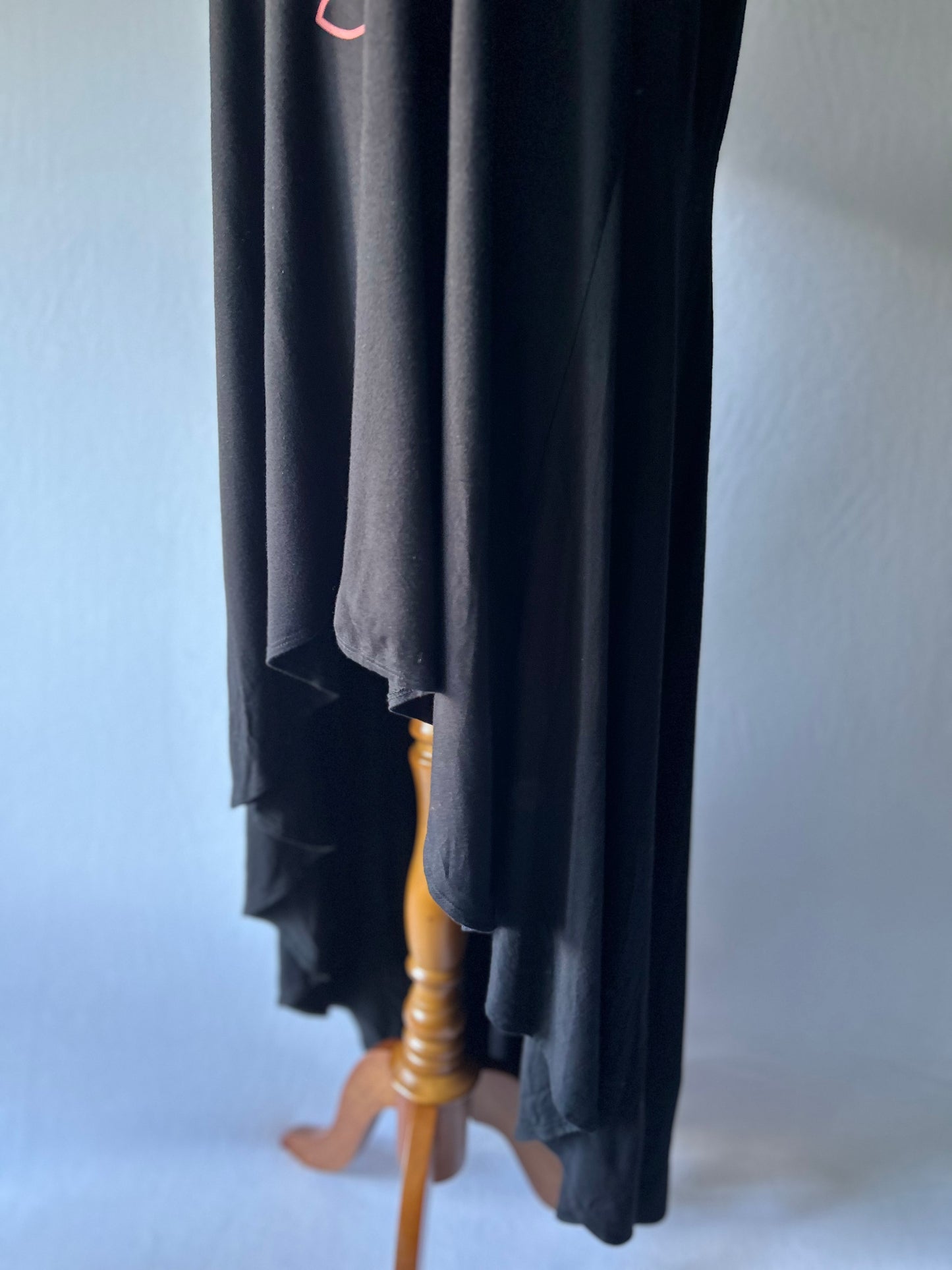 Black Bamboo Viscose Dress with Face Print – Size XS