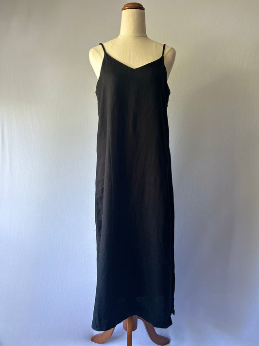 Assembly Label Black V-Neck Linen Cami Maxi Dress - Size 8