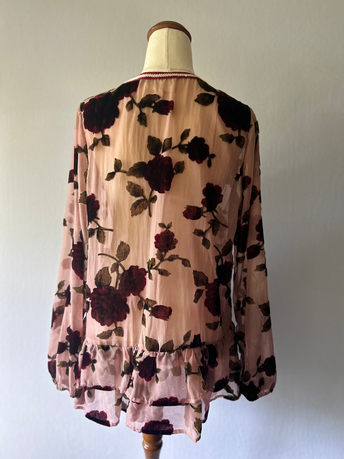 Trelise Cooper Velvet-Rose Silk Blouse – Size Small