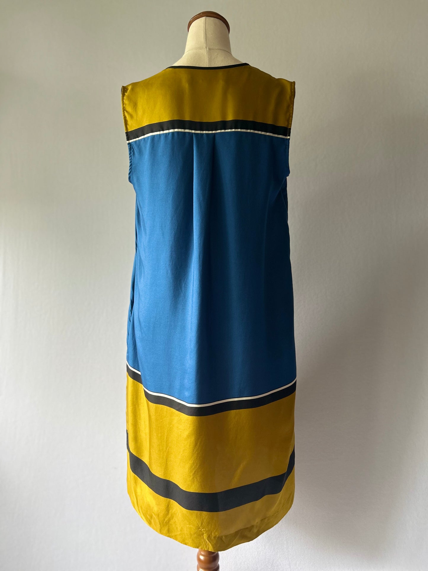 Diane von Furstenberg Geometric Color-Block Silk Shift Dress – Size 6