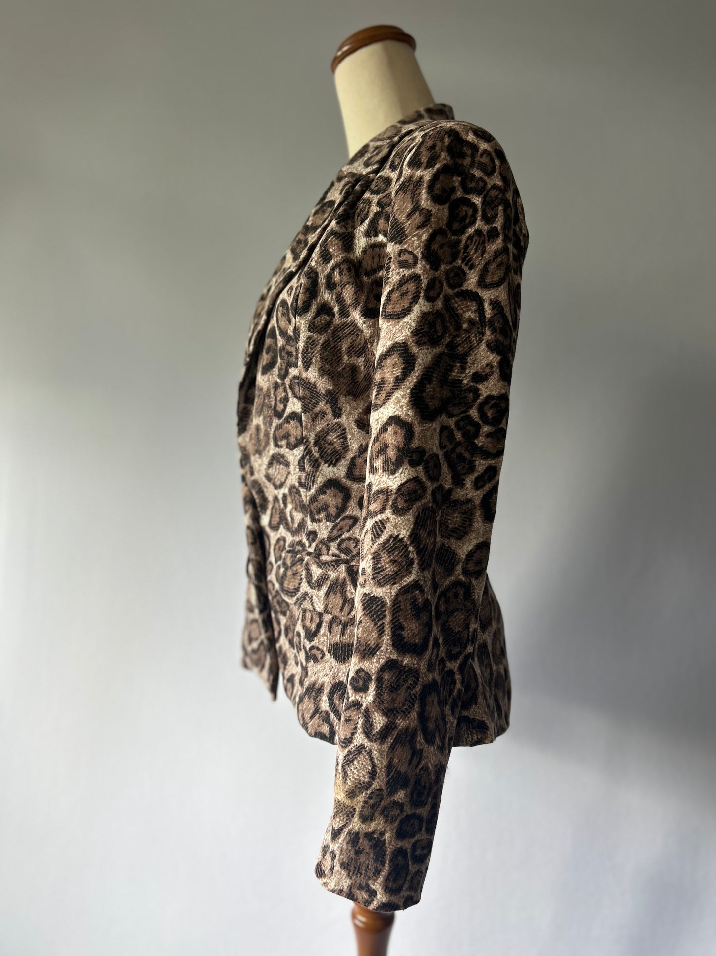Structured Leopard Print Tailored Blazer - Size S