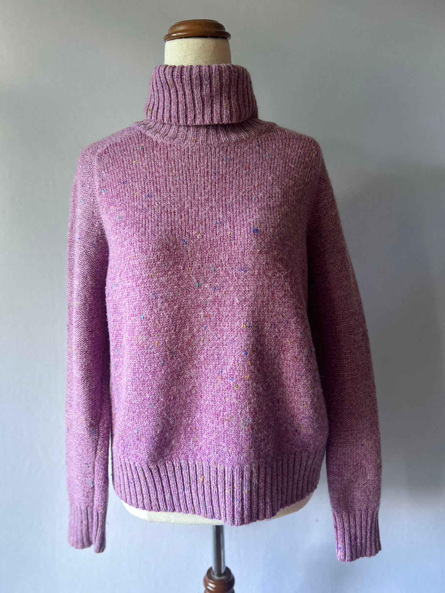 Esprit Donegal Speckled Wool & Mohair Blend Roll-Neck Jumper - Lavender Lilac - Size Small