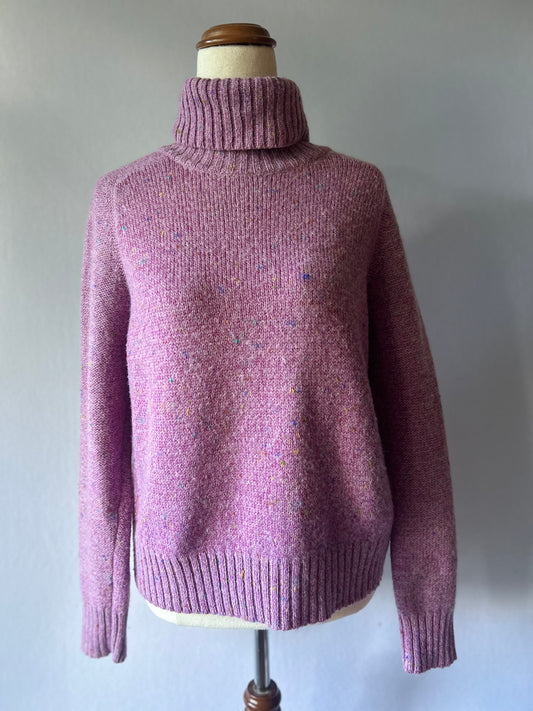 Esprit Donegal Speckled Wool & Mohair Blend Roll-Neck Jumper - Lavender Lilac - Size Small