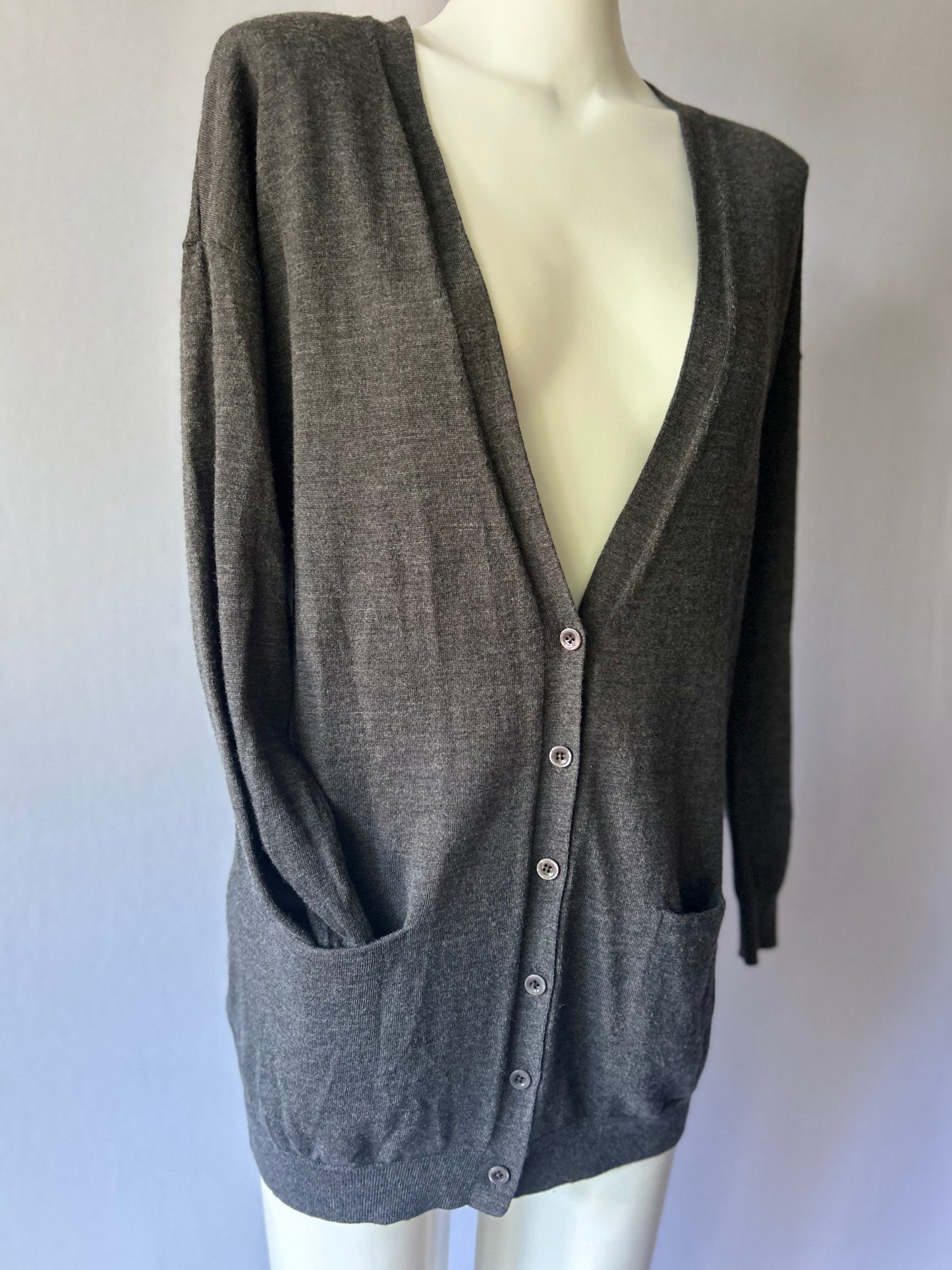 Saba 100% Merino Wool Longline Cardigan - Charcoal - Size 8