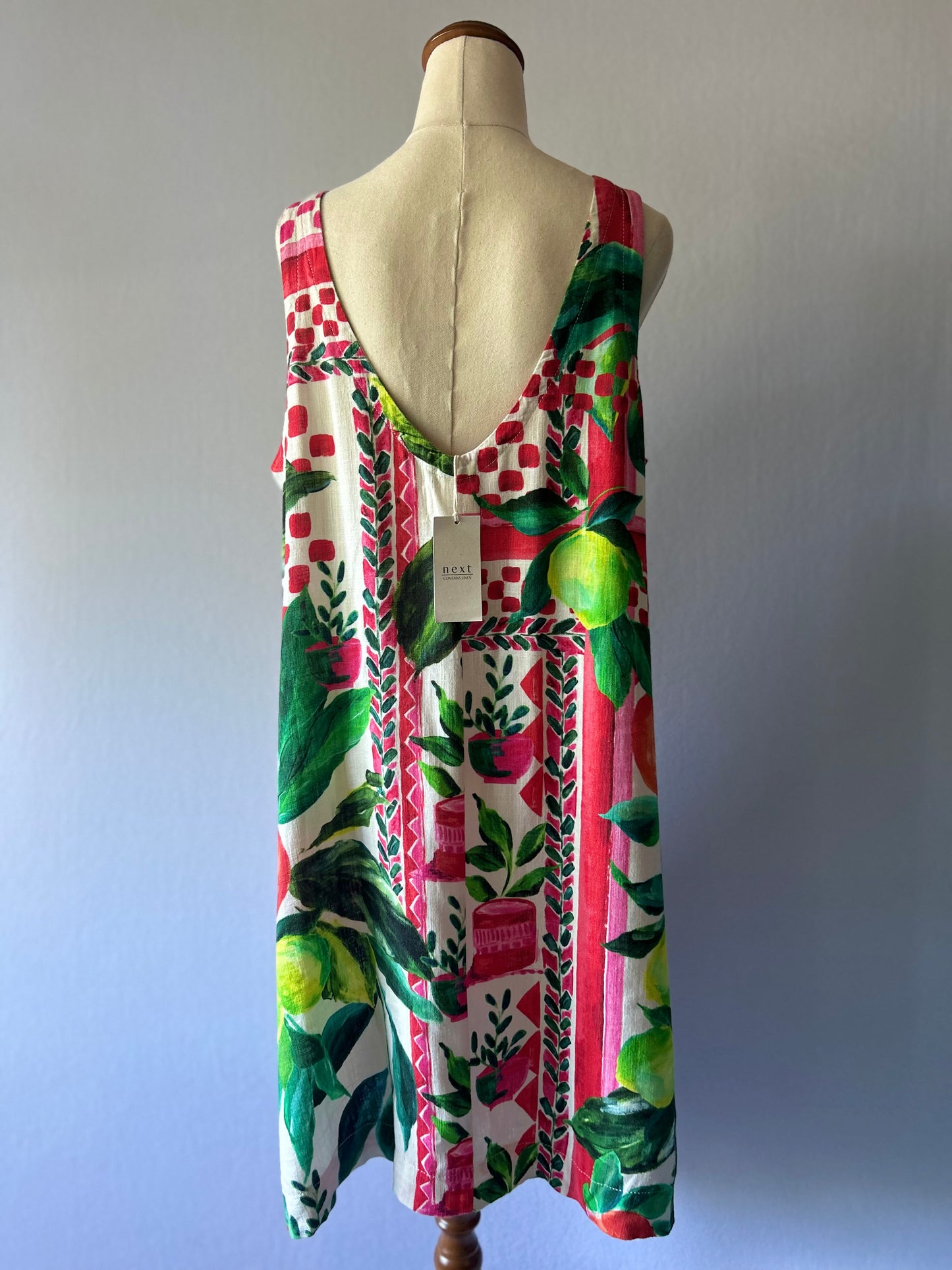 Tutti Frutti" Artistic Linen-Blend Shift Dress – Size UK14 (NWT)