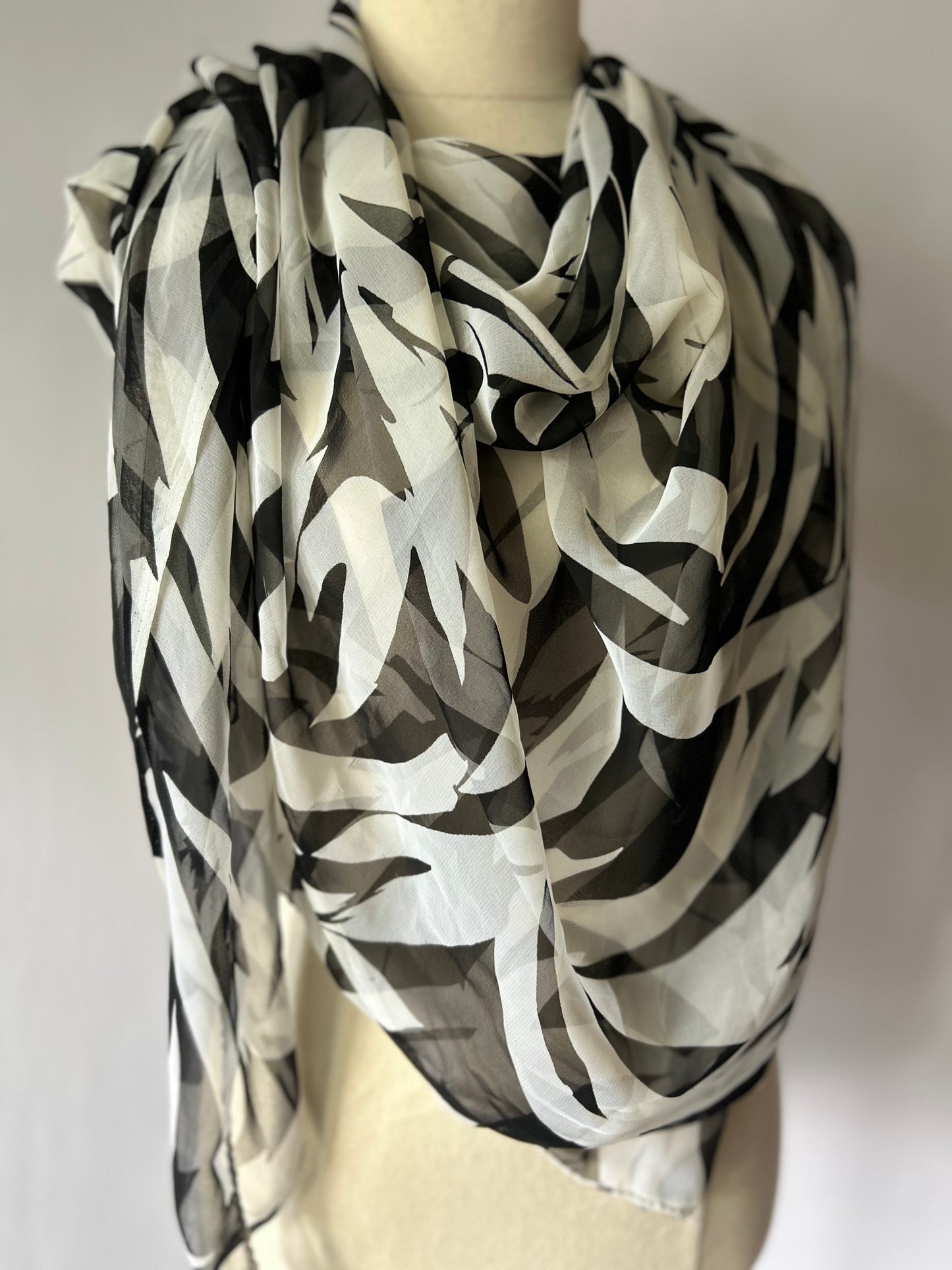 Zebra Print Square Scarf – Long Polyester