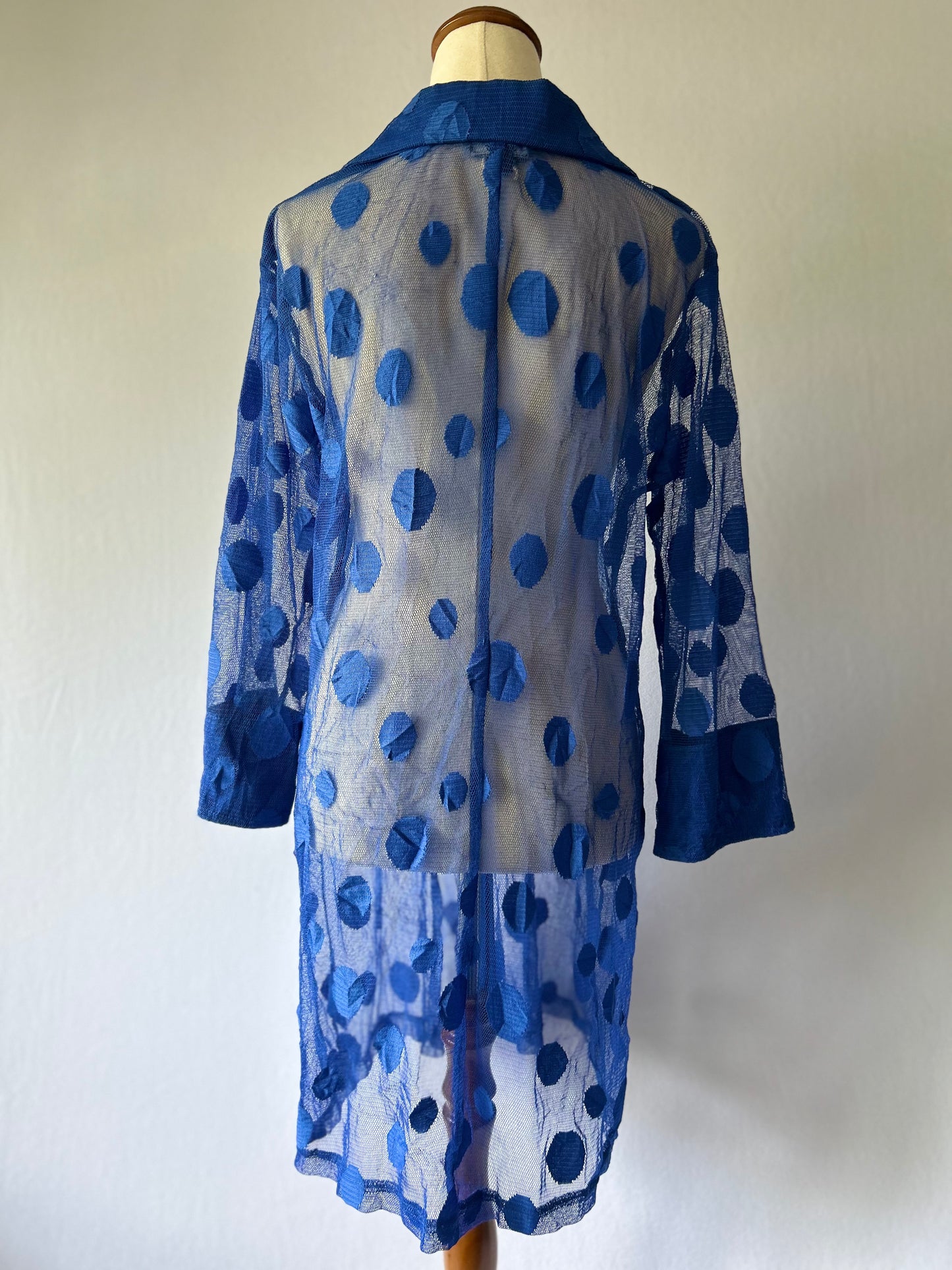 SAS Sheer Blue Polka Dot Shirt Dress – Size 10