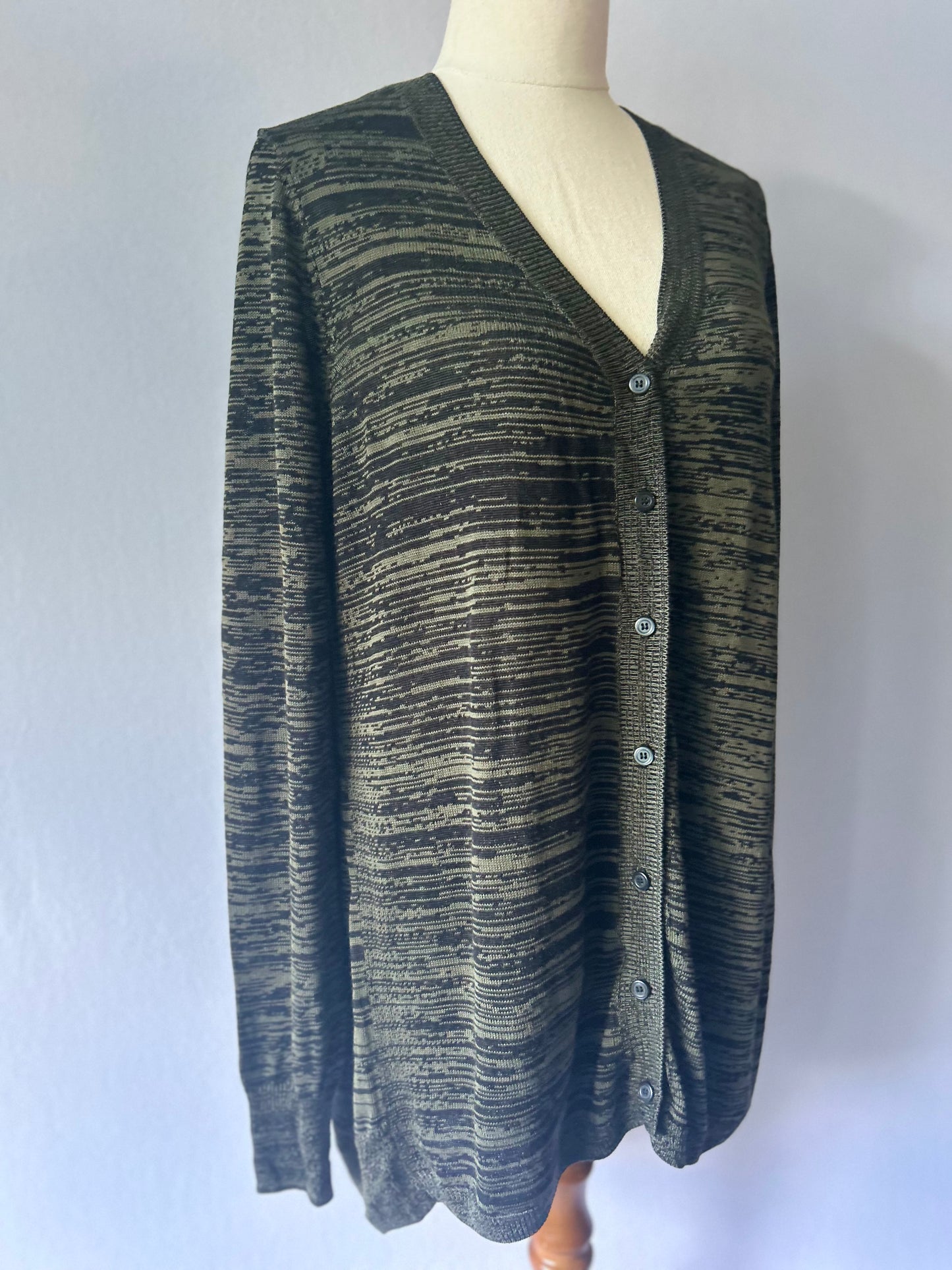 Max Olive Green Melange Twist Viscose Cardigan - Size L