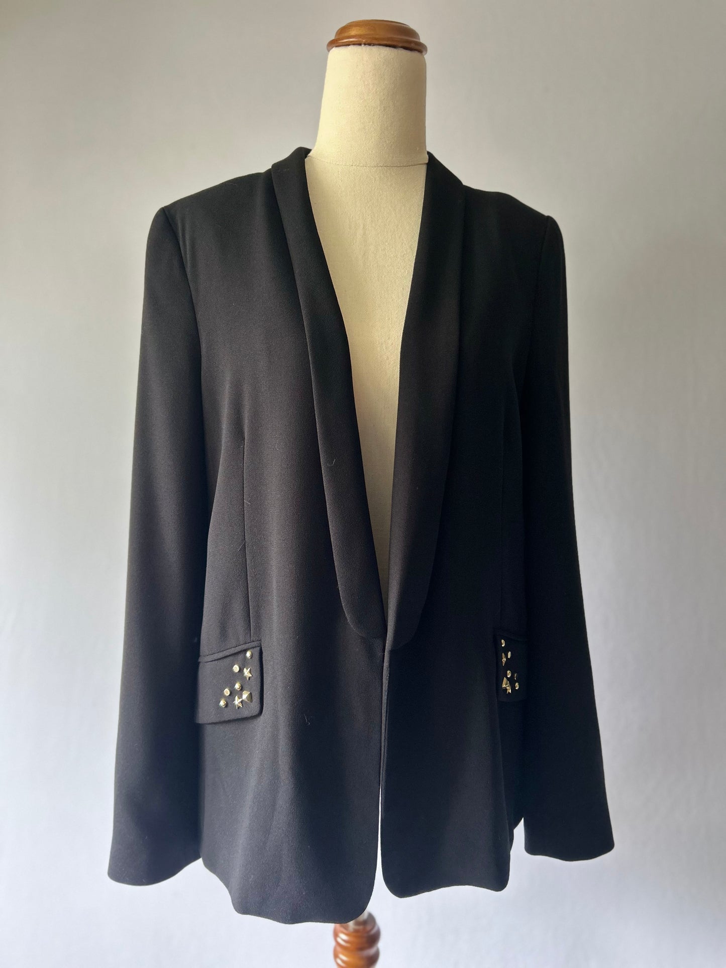 Zara Black Blazer with Star Stud Details – Size Small