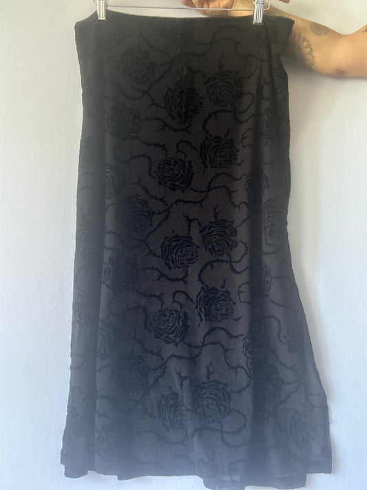 Dangerfield Velvet Rose Burnout Mesh Midi Skirt - Size 18