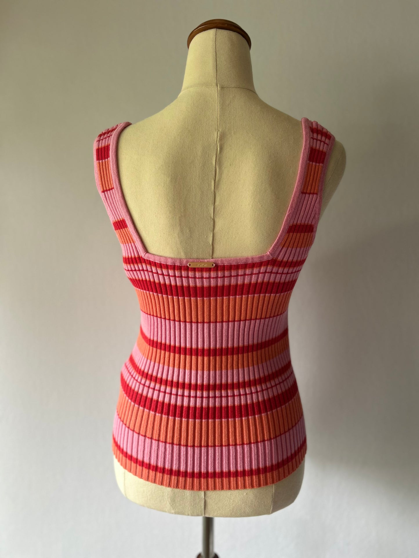 Huffer Striped Ribbed Knit Tank Top - Size 10