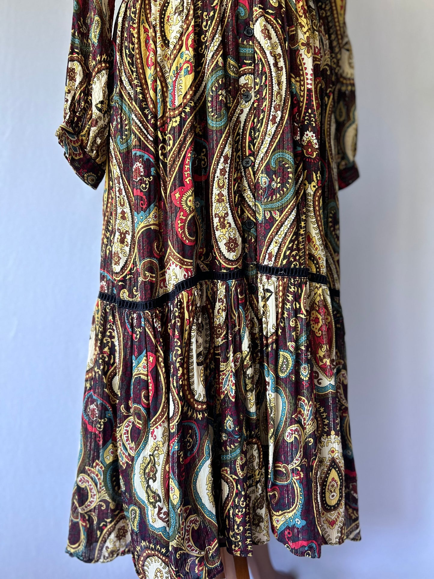 Boho Paisley Midi Dress – Size Small
