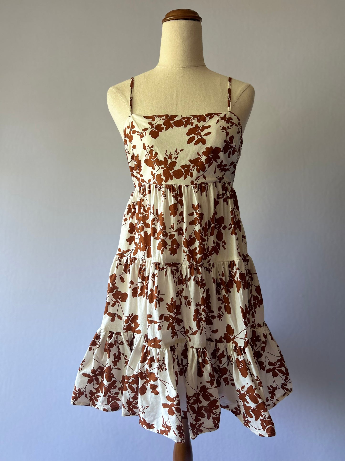 Showpo Floral Print Tiered Mini Dress - Size 10 (100% Cotton)