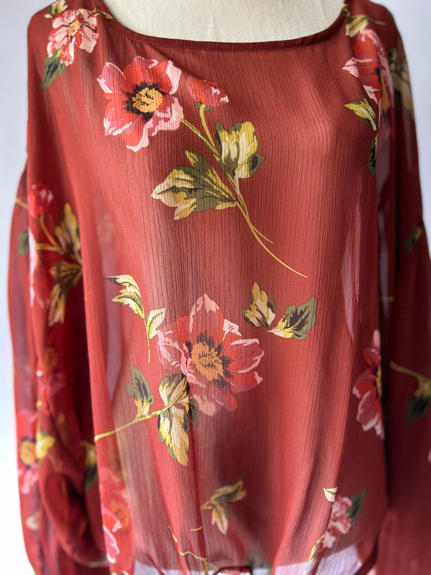 Terracotta Floral Blouse Size 18
