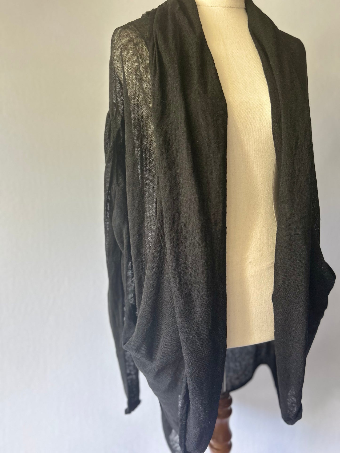 COS Black Long Cardigan – Size Small – Linen Blend