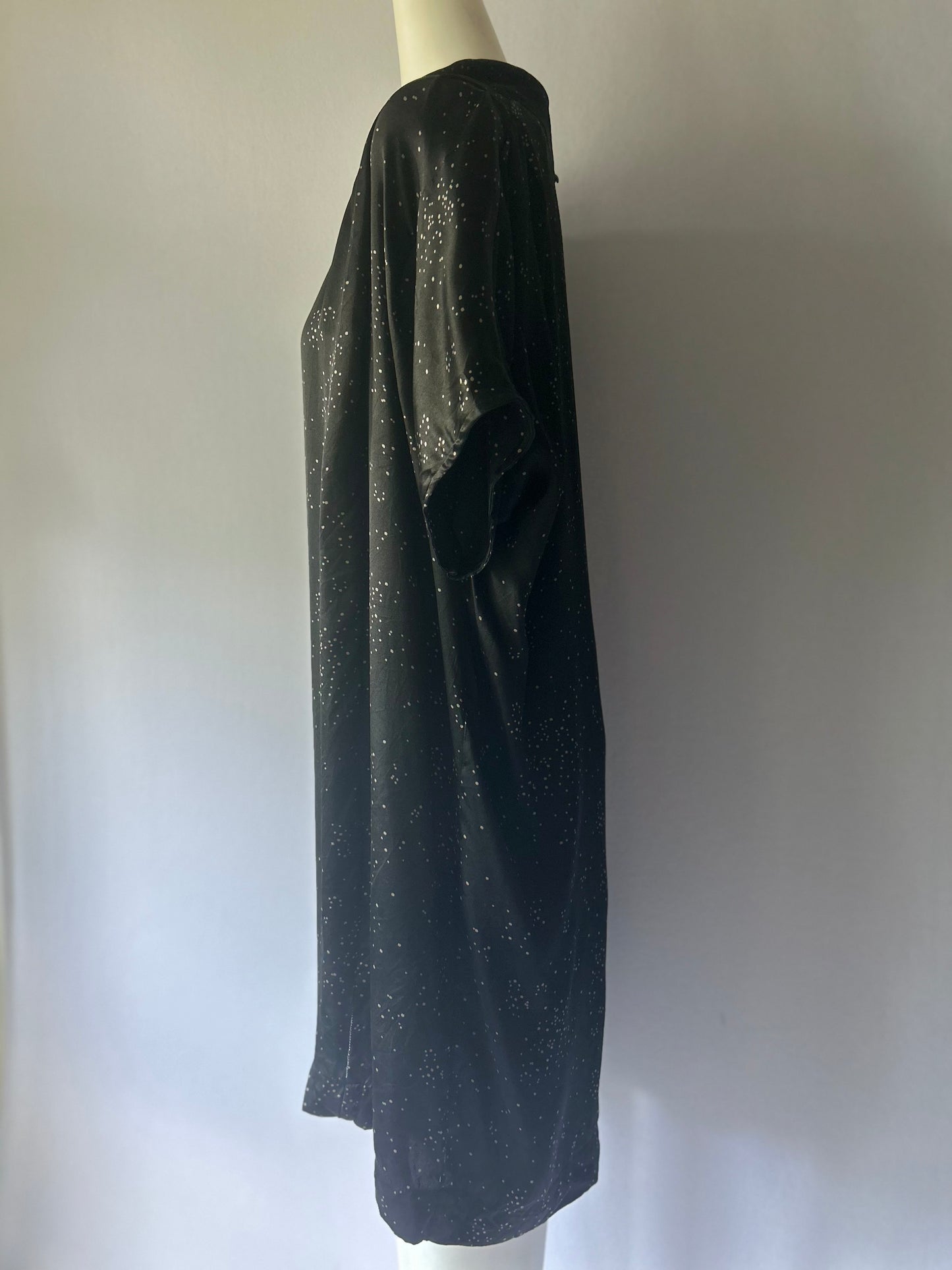 Max 100% Silk Starburst Print Draped Dress - Size 16