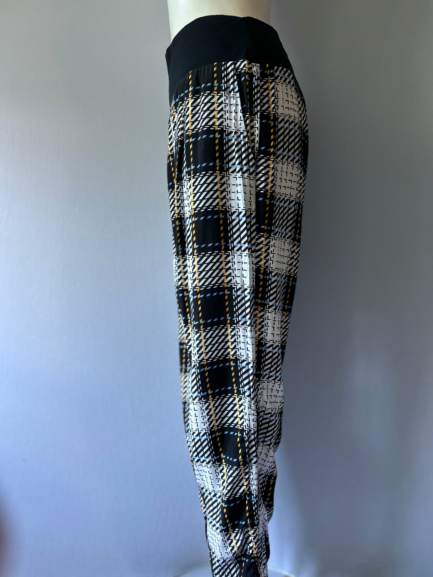 OBI Made in NZ Check Print Viscose Tapered Pants - Size 12