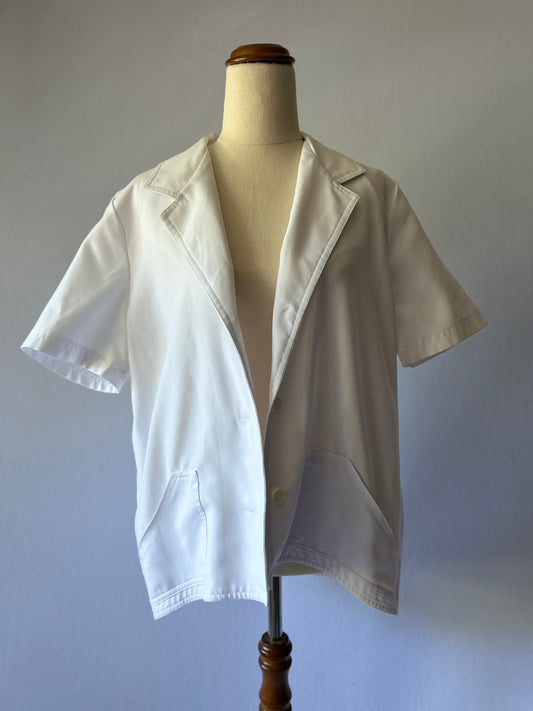 Handmade White Short-Sleeve Jacket – Size M (Cotton & Viscose)