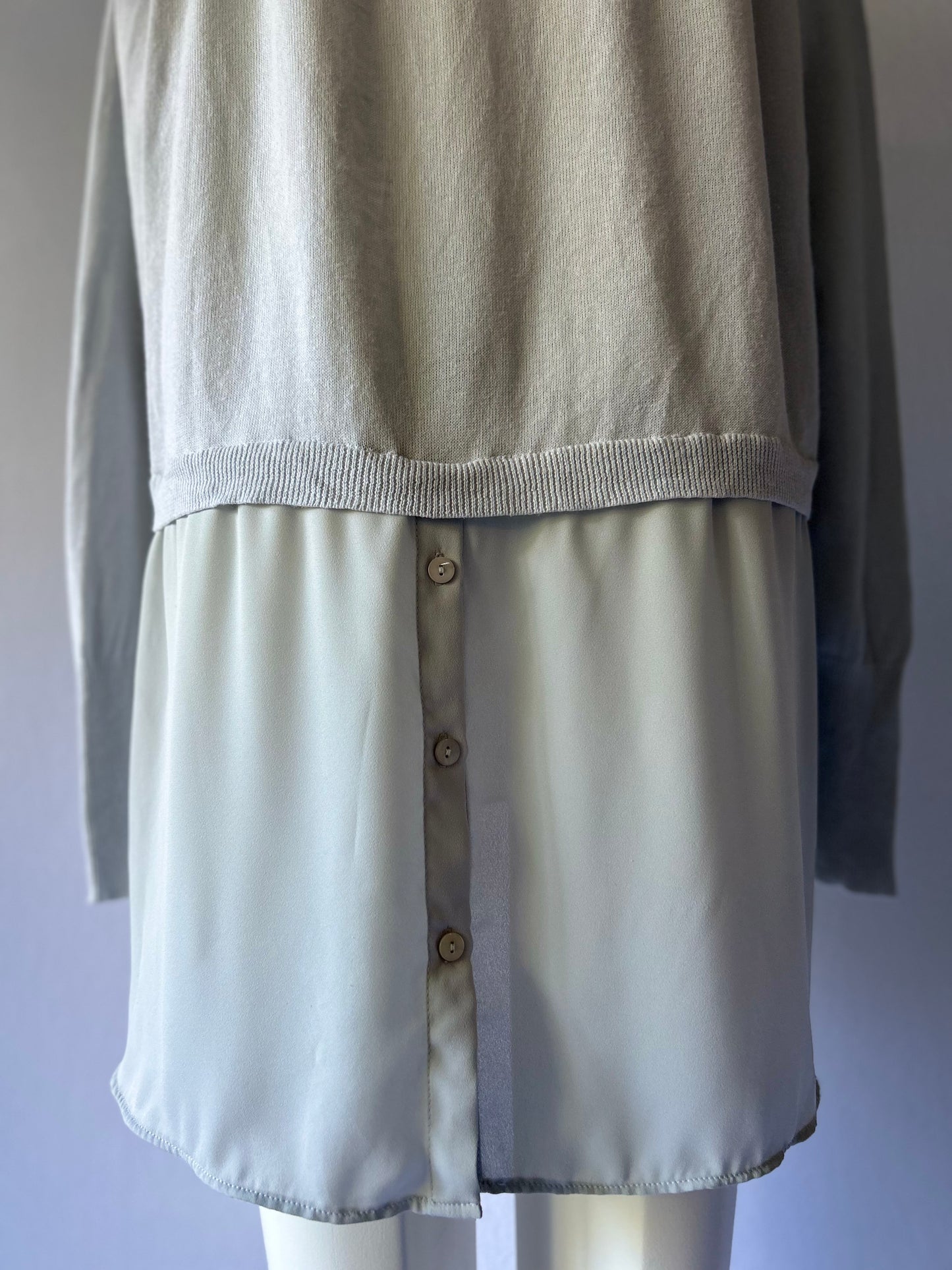 Sage Mist Layered Linen-Blend Tunic - Size 2X
