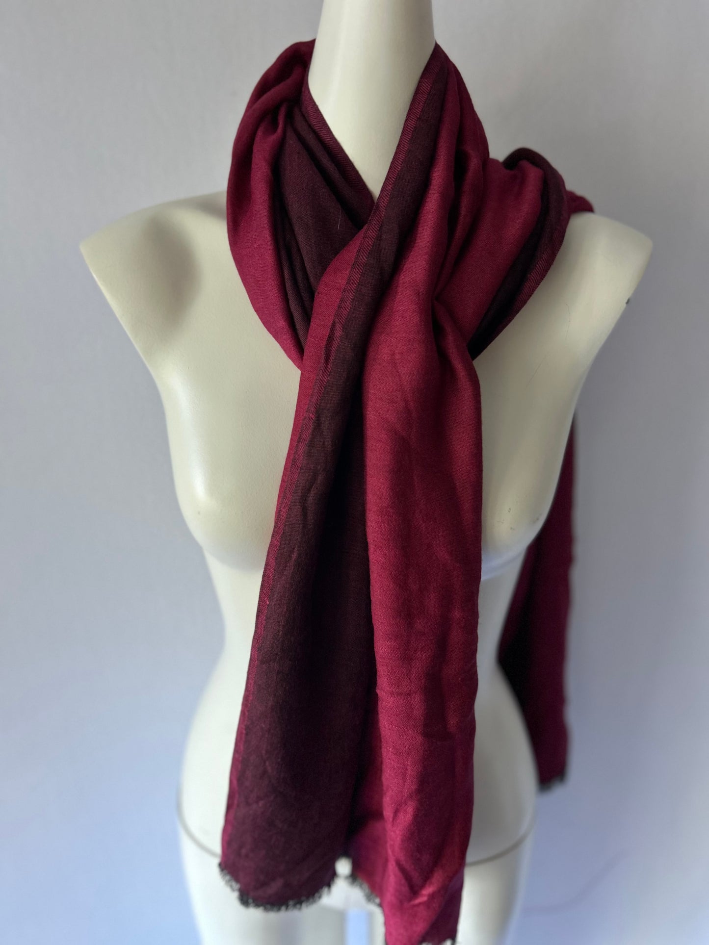 Rich Bordeaux Lightweight Viscose Scarf - One Size