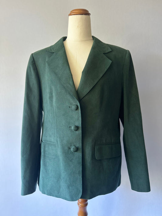 Vintage Danny’s Hand Tailored Forest Green Genuine Suede Leather Blazer - Made in Hong Kong - Size Medium