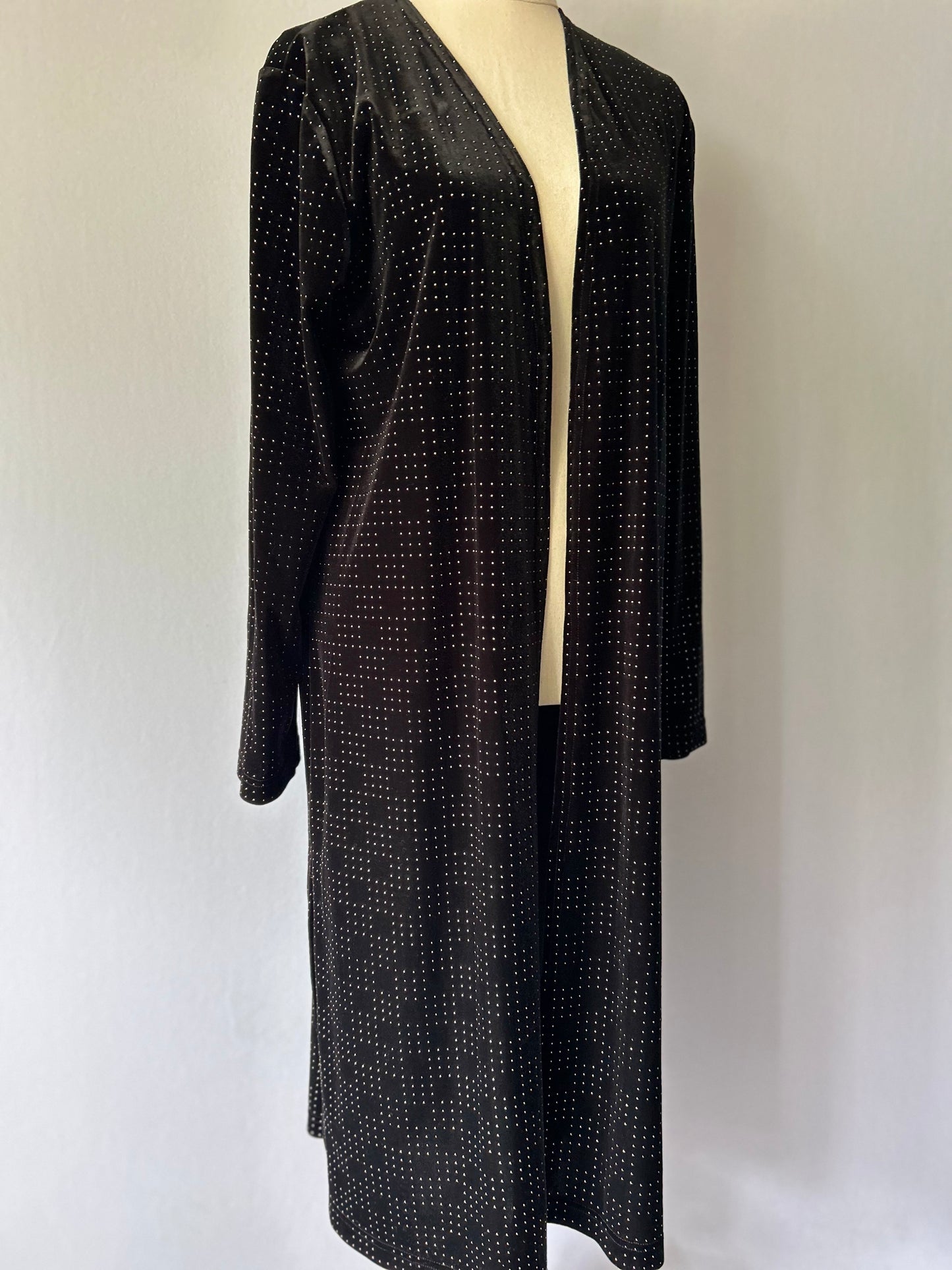 Sparkling Gold-Dot Plush Longline Cardigan – Size 12